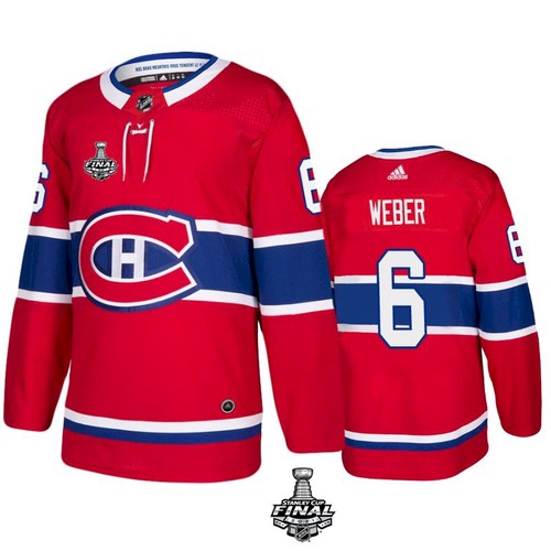 Men's Montreal Canadiens #6 Shea Weber 2021 Red Stanley Cup Finals Stitched NHL Jersey